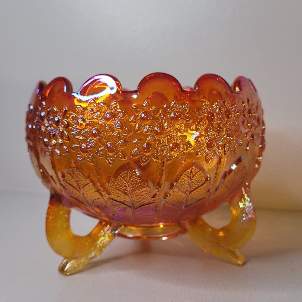 🍂 Vintage Fenton Orange Tree Rosebowl